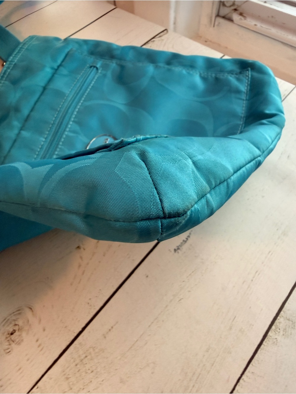 Coach | Signature Getaway Nylon File Crossbody Bag (F77408), Turquoise Blue - Picture 10 of 16